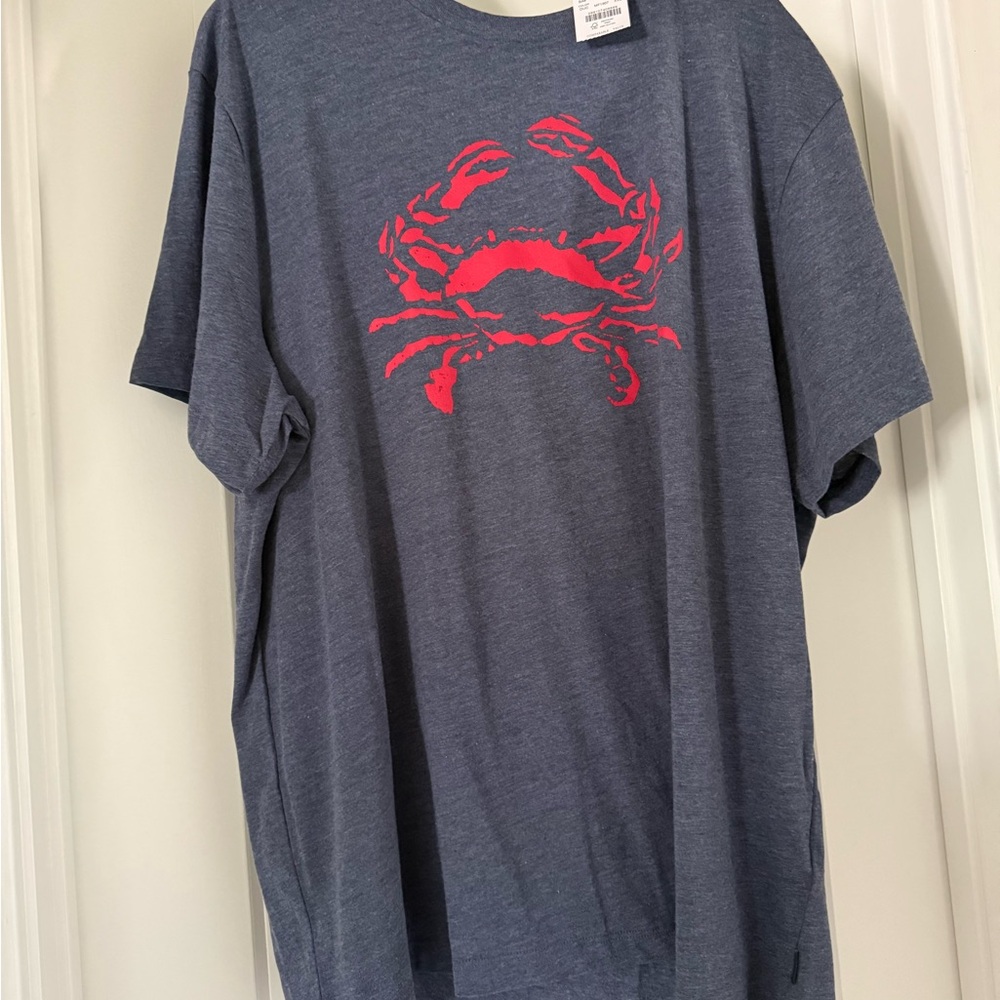 J. Crew Blue Tee with Red Crab Graphic
